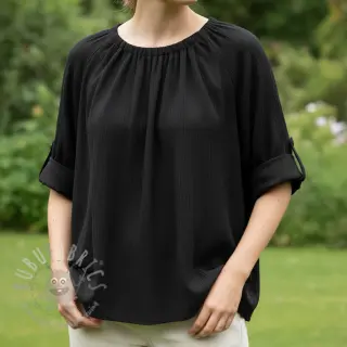 Viskoza z lanom CRINCLE black