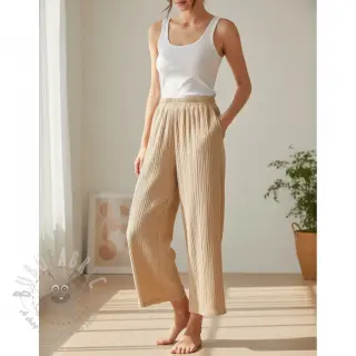 Viskoza z lanom CRINCLE beige