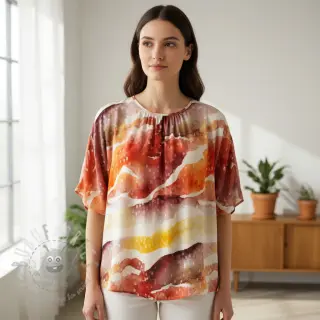 Viskoza SATIN Chloe red digital print