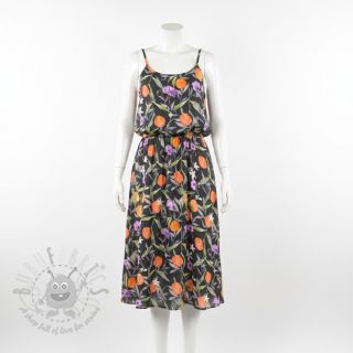 Viskoza SATIN Leaves and oranges digital print