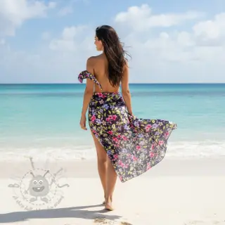 Viskoza RADIANCE Flower Uma navy digital print