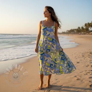 Viskoza RADIANCE Abstract paisley blue digital print