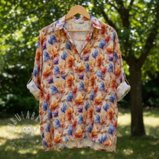Viskoza RAYON POPLIN Leafs design D digital print