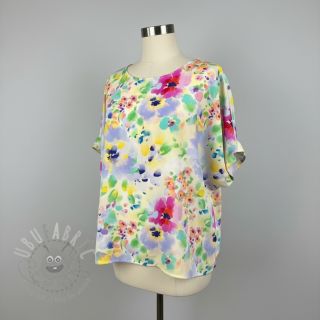 Viskoza STRETCH Watercolour flowers design B digital print