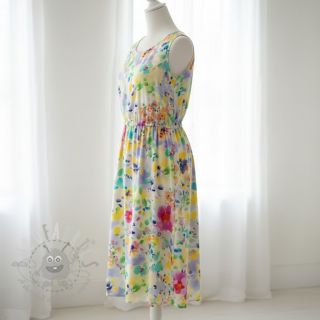 Viskoza STRETCH Watercolour flowers design B digital print