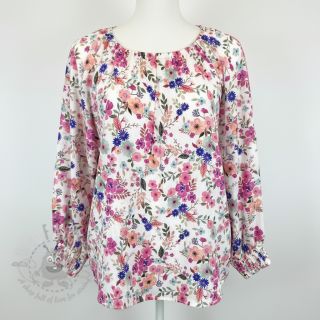 Viskoza LUREX Tossed flowers white digital print