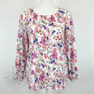 Viskoza LUREX Tossed flowers white digital print