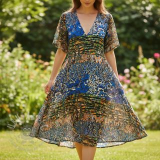 Viskoza Dimulti temno modra digital print