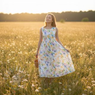 Lan z bombažem Bottles digital print