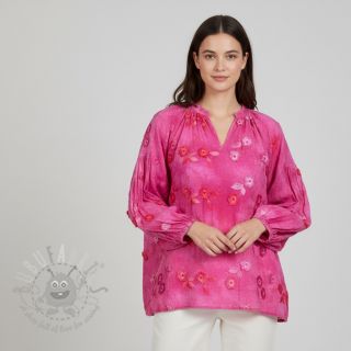 Bombažna tkanina TIE DYE EMBROIDERY Poppy design U