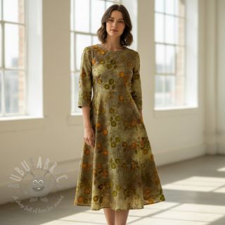 Bombažna tkanina TIE DYE EMBROIDERY Poppy design P