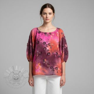 Bombažna tkanina TIE DYE EMBROIDERY Poppy design Q