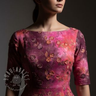 Bombažna tkanina TIE DYE EMBROIDERY Poppy design Q