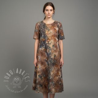 Bombažna tkanina TIE DYE EMBROIDERY Poppy design M