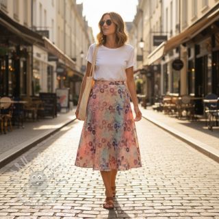 Bombažna tkanina TIE DYE EMBROIDERY Poppy design R