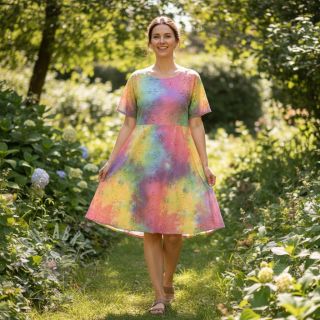 Bombažna tkanina EMBROIDERY Tie dye Della design A