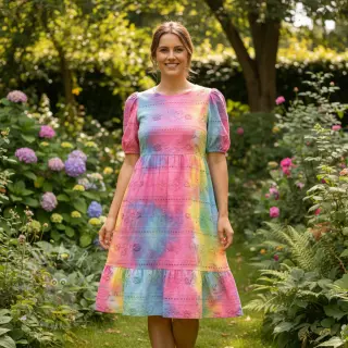 Bombažna tkanina EMBROIDERY Tie dye Della design B
