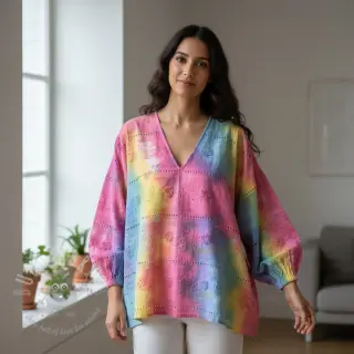 Bombažna tkanina EMBROIDERY Tie dye Della design B