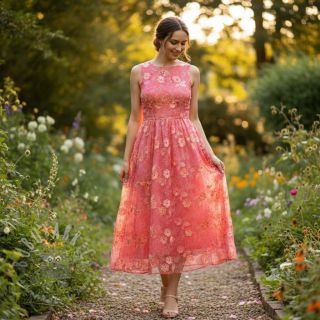 Bombažna tkanina TIE DYE EMBROIDERY Poppy design K