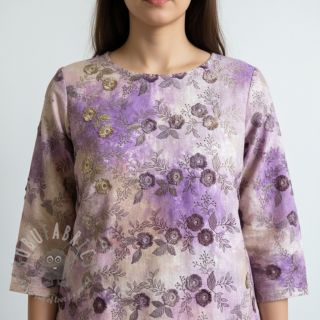 Bombažna tkanina TIE DYE EMBROIDERY Poppy design J