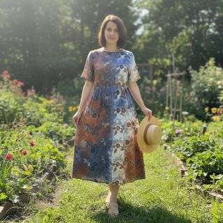 Bombažna tkanina TIE DYE EMBROIDERY Poppy design I