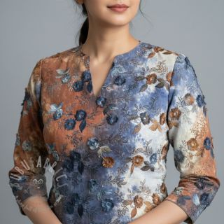 Bombažna tkanina TIE DYE EMBROIDERY Poppy design I