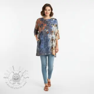Bombažna tkanina TIE DYE EMBROIDERY Poppy design I