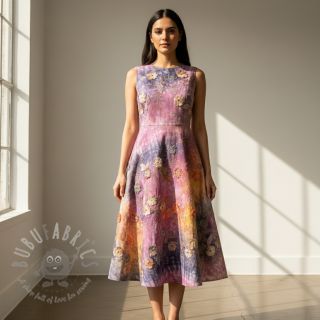 Bombažna tkanina TIE DYE EMBROIDERY Poppy design E