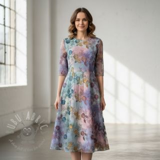 Bombažna tkanina TIE DYE EMBROIDERY Poppy design C