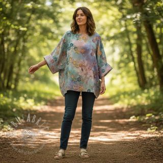 Bombažna tkanina TIE DYE EMBROIDERY Poppy design C