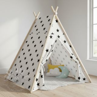 Bombažna tkanina Stars white/black