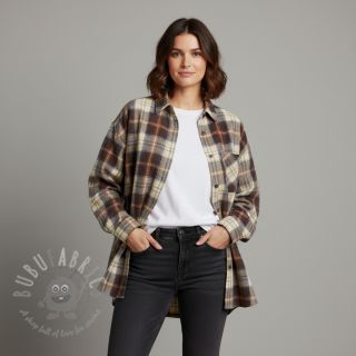 Bombažna tkanina YARN DYED CHECK BRUSHED brown