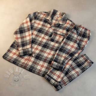 Bombažna tkanina YARN DYED CHECK BRUSHED navy brick