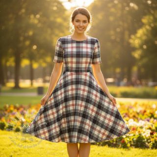 Bombažna tkanina YARN DYED CHECK BRUSHED navy brick