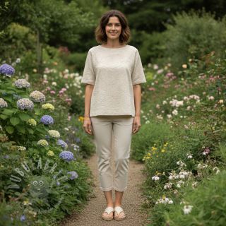 Bombažna tkanina EMBROIDERY GABARDINE Luana natural