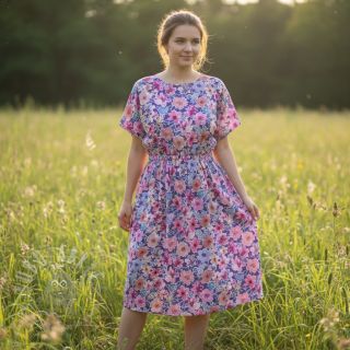 Bombažna tkanina Significant flowers purple digital print