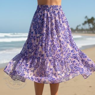 Bombažna tkanina SATIN Purple flowers digital print