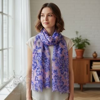 Bombažna tkanina SATIN Purple flowers digital print