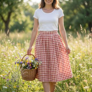 Bombažna tkanina Check terra