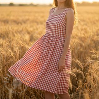 Bombažna tkanina Check terra