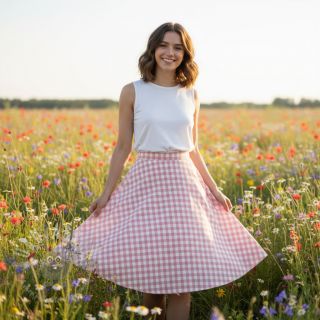 Bombažna tkanina Check old rose