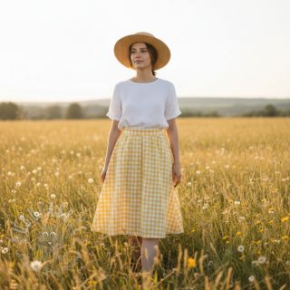 Bombažna tkanina Check yellow