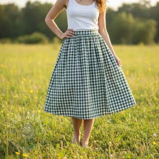 Bombažna tkanina Check dark green