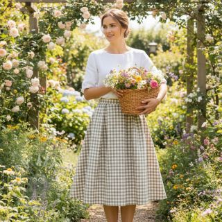 Bombažna tkanina Check sand