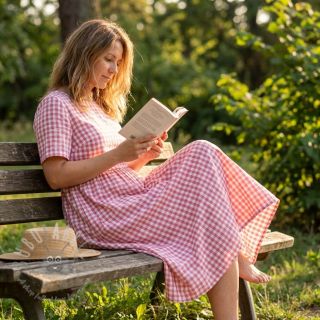 Bombažna tkanina Check berry