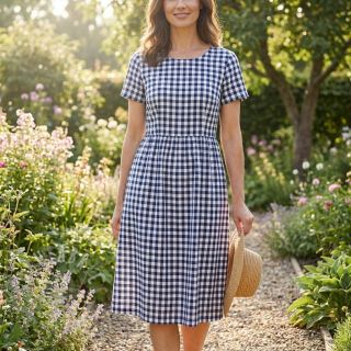 Bombažna tkanina Check navy