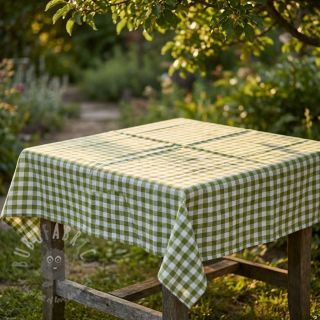 Bombažna tkanina Check old lime