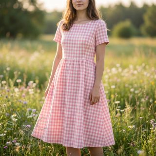 Bombažna tkanina Check rosa