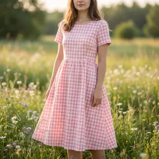 Bombažna tkanina Check rosa