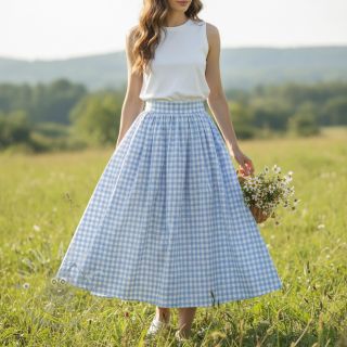 Bombažna tkanina Check light blue